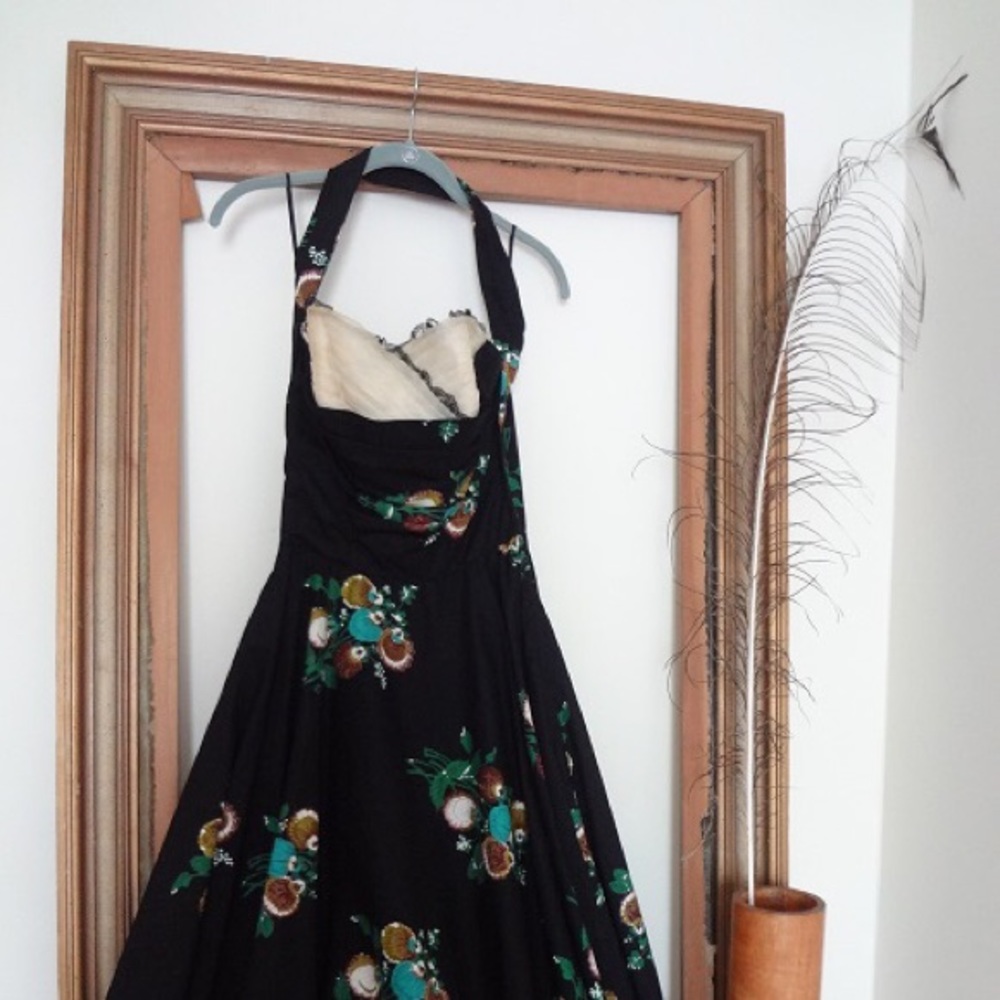 Vintage 1950’s Black Floral Party Dress